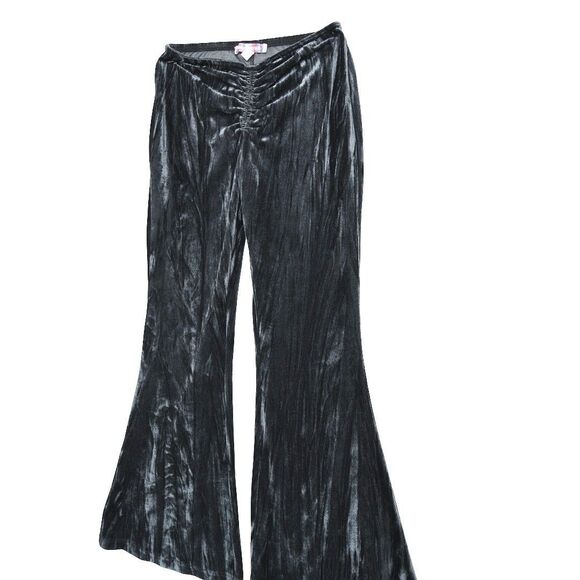 Urban Outfitters Apolonia Velvet Flare Pants Gray Blk Medium Whimsigoth Y2K 90s - Picture 2 of 9